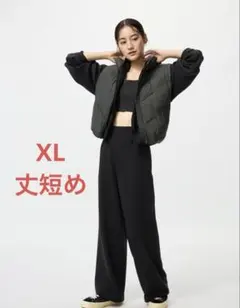 新品　ウォームフリースストレートパンツ　丈短め　XL ブラック　UNIQLO