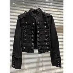 BERSHKA ダークグレー デニム ナポレオンスタイル ジャケット S - メルカリ