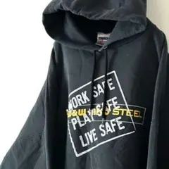 ヘインズ WORK PLAY LIVE SAFE パーカー 2XL ブラック古着
