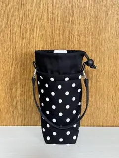 ペットボトルホルダー　水玉　黒　ケース　カバー　保冷保温　水筒