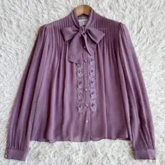 MaxMara ピュアセタ シルク100% ボウタイブラウス 38 ラベンダーのサムネイル