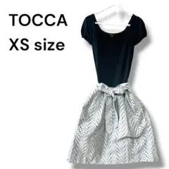 TOCCA ワンピース XSサイズ 半袖 リボン　カットワーク　レース　ラメ
