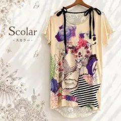 88美品　大きいサイズ　scolar スカラー 猫　レース　チュニックのサムネイル