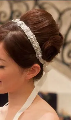 結婚式　リボンカチューシャ