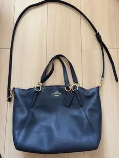 COACH ネイビーレザー ショルダーバッグ
