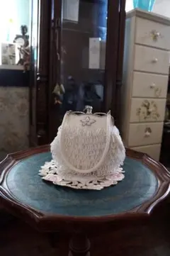 R様ご確認用・昭和レトロ・ビーズバッグ・白・花・ヴィンテージ・エレガント・結婚式