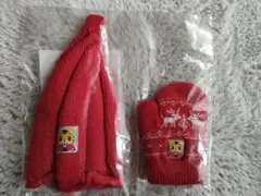 しまじろう赤いニット手袋と帽子セット