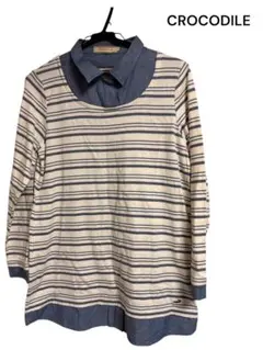 美品！CROCODILE レディース 長袖Tシャツ ボーダー柄