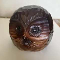 開運☆縁起物　木彫りフクロウ置物