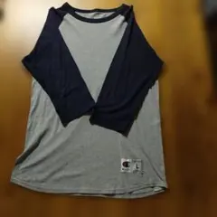 Champion 七分袖カットソー L グレー/ネイビー