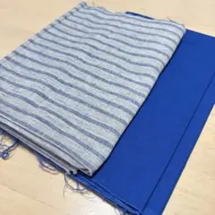 綿麻ボーダーと無地生地