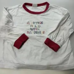 ブリーズ刺繍長袖カットソー ロングtシャツロンTホワイト/レッド刺繍10095