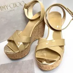 【未使用級】JIMMY CHOO ウェッジソールサンダル エナメル ストラップのサムネイル