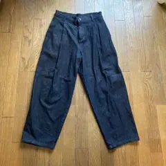 無印良品ダークブルーワイドレッグデニムパンツ