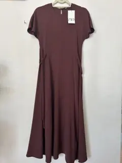 ZARA 半袖ロングワンピース Sサイズ ブラウン
