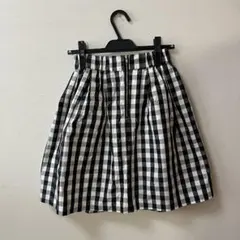 ギンガムチェック フレアスカート ひざ丈