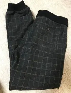 CROON A SONG チェック柄 イージーパンツ ジョガーパンツ ウール