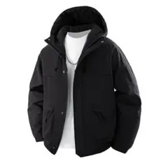 マウンテンパーカー 中綿ジャケット アウター 黒 ブラック フード付き　3XL