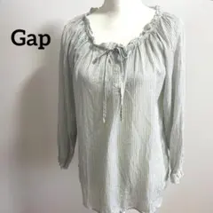 GAP 長袖 ブラウス ストライプ フリル リボン レディース Ｓ