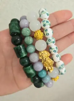 天然石風ブレスレット 4本セット＋おまけ パーツ取り ハンドメイド素材