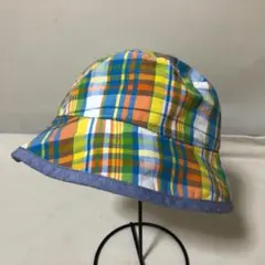 美品　ファミリア ハット 帽子 ヨット刺繍 チェック　51㎝　E906のサムネイル