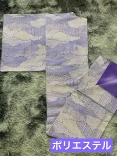 レディース　着物　小紋　袷　パープル　ポリエステル　洗える着物　美品