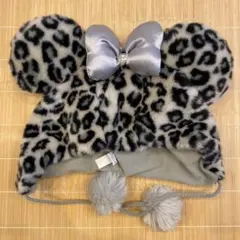 ディズニー　ヒョウ柄　ファンキャップ　グレー