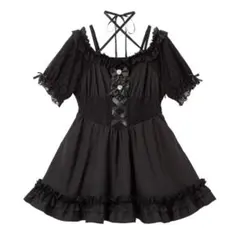 【未使用】夢展望 公式 シャーリングバストレースアップワンピース ディアマイラブ