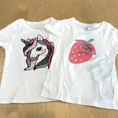 H&M ユニコーンとイチゴのTシャツ 130cm 2枚セット
