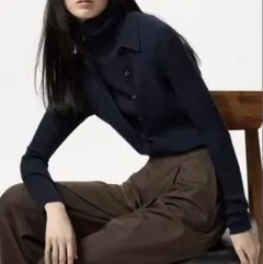 ユニクロ メリノリブポロカーディガン カーディガン