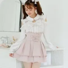 LIZLISA BIGリボンオープンショルダーブラウス ホワイト