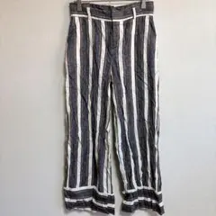 バナナリパブリック リネン混 ストライプ ワイドパンツ 0サイズ 匿名配送