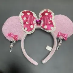 ミニーマウス　ピンクカチューシャ　イヤリング