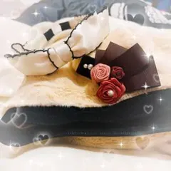 【新品未使用】axes 帽子カチューシャ リボン薔薇装飾 ホワイトセット