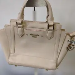 ま*ん様 ベージュ ハンドバッグ チャーム付き