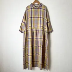新品 イチアンティークス ☆ リネンファーマーズタータンシャツドレス