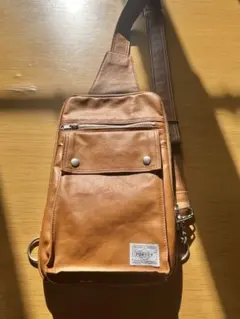 PORTER ブラウン レザー スリングバッグ 吉田カバン　ボディバッグ