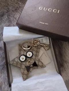 GUCCI　GG柄 スターモチーフ キーホルダー バッグチャーム 希少極美品】【GUCCI】GG柄 スターモチーフ キーホルダー バッグ