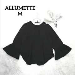 Allumer 襯衫 (M) 藏青色 喇叭袖  बँ領 淑女風