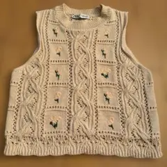 ZARA コットンニットベスト/M