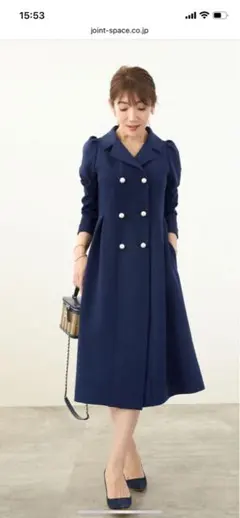 リアラ pg パールダブル釦ワンピース　ネイビー