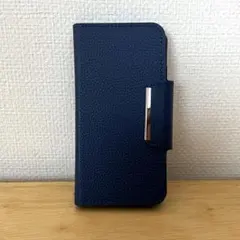 iPhone SE（第2世代／第3世代） レザーフリップケース ネイビー