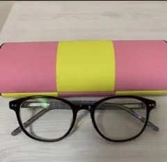 Zoff ブラウンラウンドフレームメガネ ケース付き