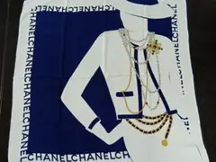 471 CHANEL シャネル シルク スカーフ ネイビー ホワイト
