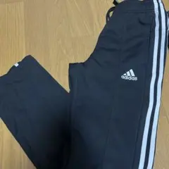 adidas ストライプデザイン 黒パンツ S