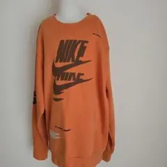 NIKE ロゴ総柄スウェット トレーナー オレンジ
