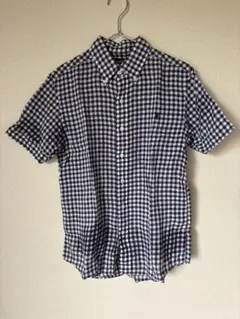 良品 Gymplehxフレンチリネン 100% ギンガムチェック 半袖シャツ S