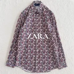 ZARA ザラ　花柄　ボタンダウンシャツ　フラワー　コットン　メンズ　S