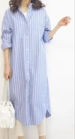 GU ストライプシャツワンピース　ロングシャツ　sサイズ　ベルト付き