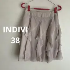 g古着 INDIVI シフォンフリルスカート ベージュ　38 ☺︎のサムネイル